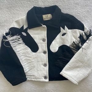 FASHION BRAND COMPANY Thicker Quilted Dueling Horses Jacket Size S/XS